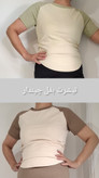 تیشرت دو رنگ آستین کوتاه بغل چیندار یقه گرد وارداتی